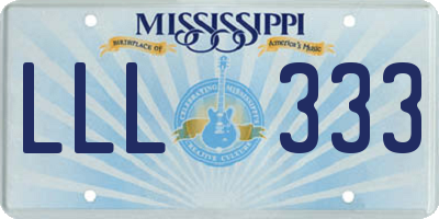 MS license plate LLL333