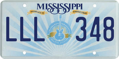 MS license plate LLL348
