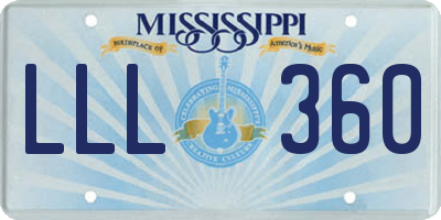 MS license plate LLL360