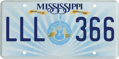 MS license plate LLL366
