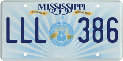 MS license plate LLL386