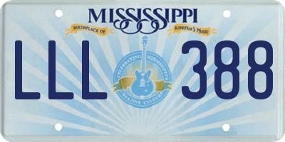 MS license plate LLL388