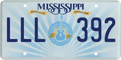 MS license plate LLL392