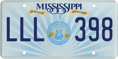 MS license plate LLL398