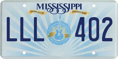 MS license plate LLL402