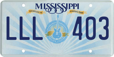 MS license plate LLL403