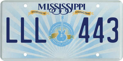 MS license plate LLL443