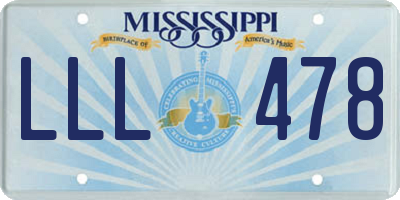 MS license plate LLL478