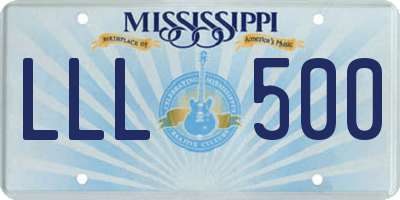 MS license plate LLL500