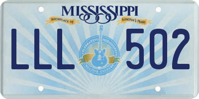 MS license plate LLL502