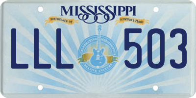 MS license plate LLL503