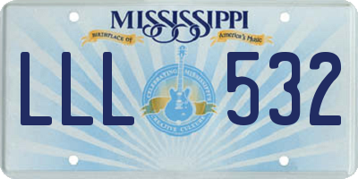 MS license plate LLL532