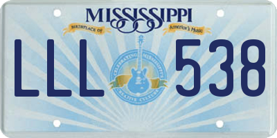 MS license plate LLL538