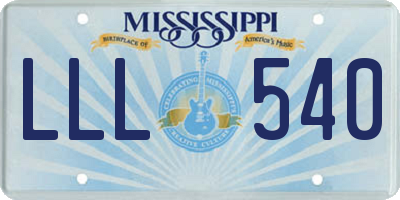MS license plate LLL540
