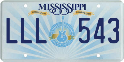 MS license plate LLL543