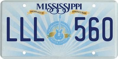 MS license plate LLL560