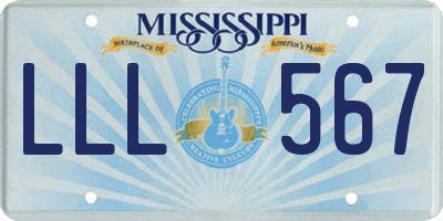 MS license plate LLL567