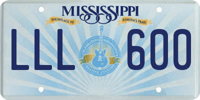 MS license plate LLL600