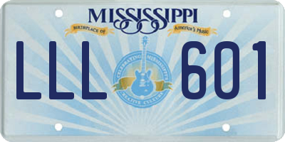 MS license plate LLL601