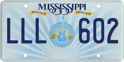 MS license plate LLL602