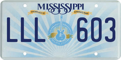 MS license plate LLL603