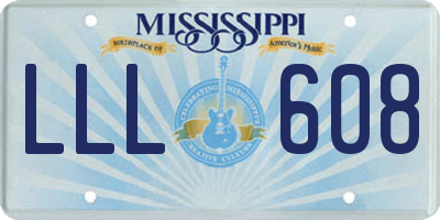 MS license plate LLL608
