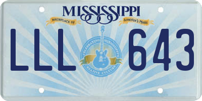 MS license plate LLL643