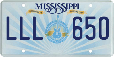 MS license plate LLL650