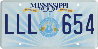 MS license plate LLL654