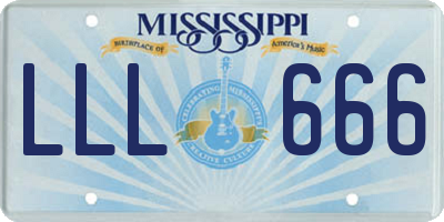 MS license plate LLL666