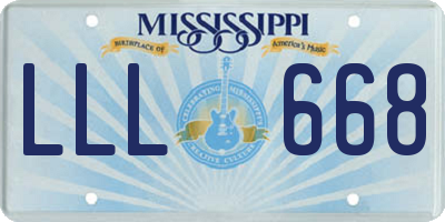 MS license plate LLL668