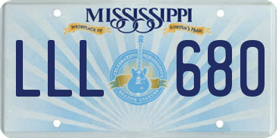 MS license plate LLL680