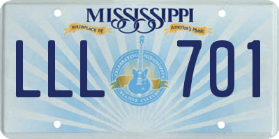 MS license plate LLL701