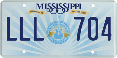 MS license plate LLL704