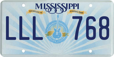 MS license plate LLL768
