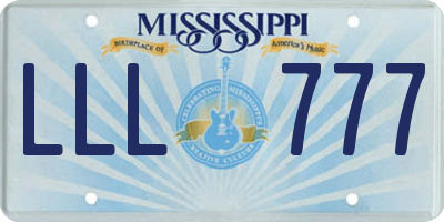 MS license plate LLL777