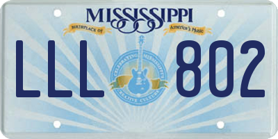 MS license plate LLL802