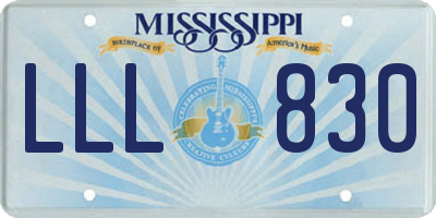 MS license plate LLL830