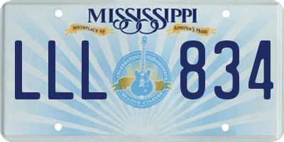 MS license plate LLL834