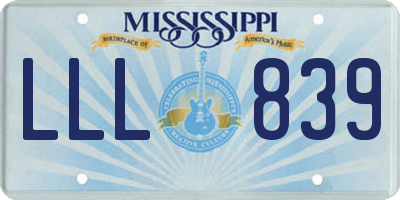 MS license plate LLL839