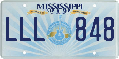 MS license plate LLL848