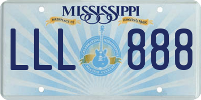 MS license plate LLL888