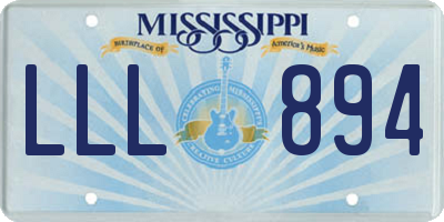 MS license plate LLL894