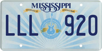 MS license plate LLL920