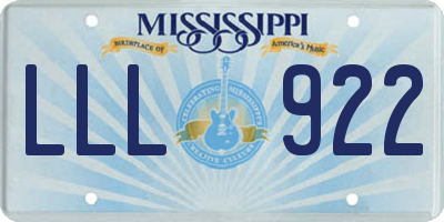 MS license plate LLL922