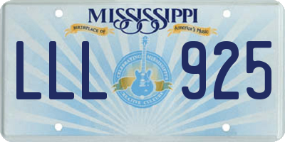 MS license plate LLL925