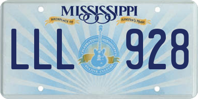 MS license plate LLL928