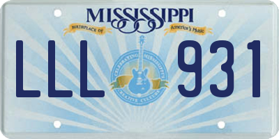 MS license plate LLL931