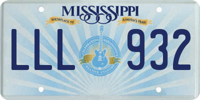 MS license plate LLL932