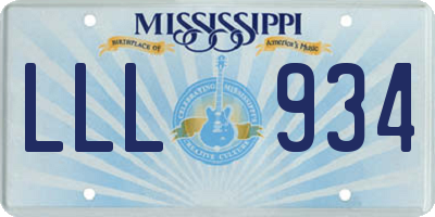 MS license plate LLL934
